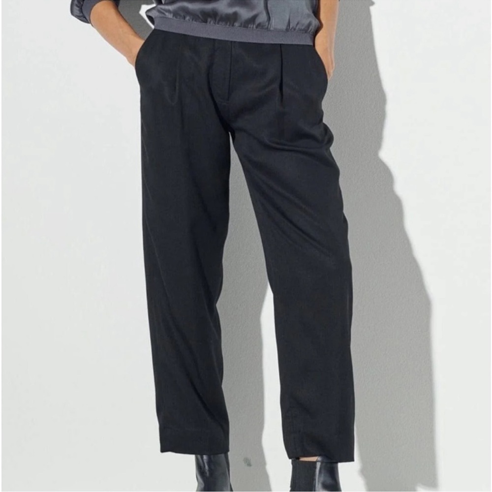 The Reset R Label Slouchy Trouser Pleated Lyocell Black Women's Size XLarge